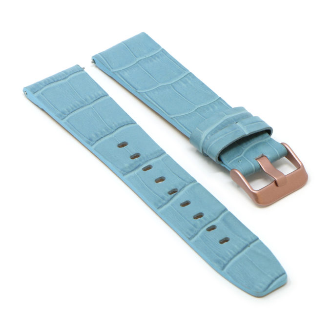 Fb.l29.5.rg Angle Blue (Rose Gold Buckle) StrapsCo Crocodile Croc Leather Watch Band Strap For Fitbit Versa
