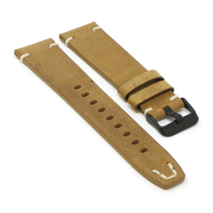Lmx.fb.l26.17.mb Angle Khaki StrapsCo 23mm Vintage Hand Stitched Leather Watch Band Strap