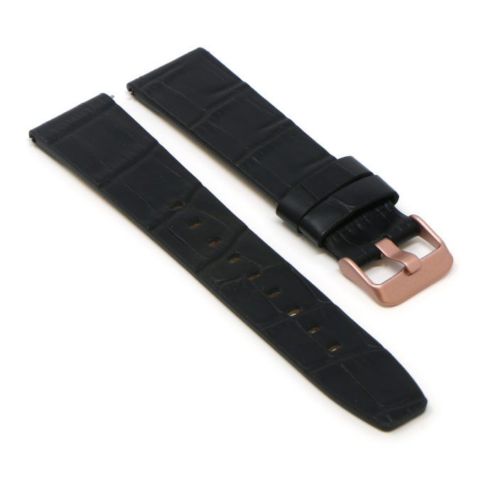 Lmx.fb.l29.1.rg Angle Black (Rose Gold Buckle) StrapsCo 23mm Crocodile Croc Leather Watch Band Strap Fits Luminox