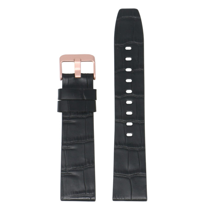 Lmx.fb.l29.1.rg Main Black (Rose Gold Buckle) StrapsCo 23mm Crocodile Croc Leather Watch Band Strap Fits Luminox