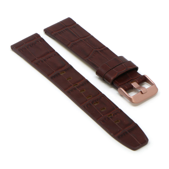 Lmx.fb.l29.2.rg Angle Brown (Rose Gold Buckle) StrapsCo 23mm Crocodile Croc Leather Watch Band Strap Fits Luminox