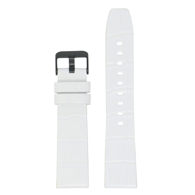 Lmx.fb.l29.22.mb Main White (Black Buckle) StrapsCo 23mm Crocodile Croc Leather Watch Band Strap Fits Luminox