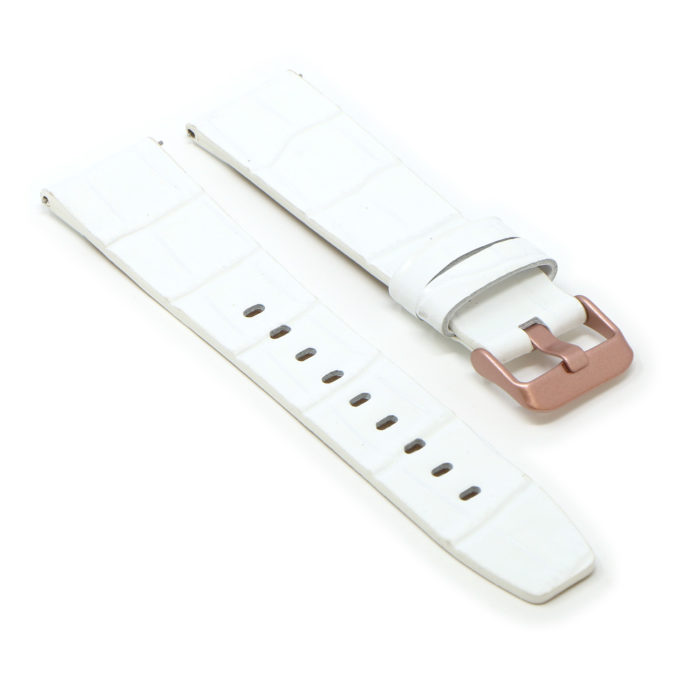 Lmx.fb.l29.22.rg Angle White (Rose Gold Buckle) StrapsCo 23mm Crocodile Croc Leather Watch Band Strap Fits Luminox