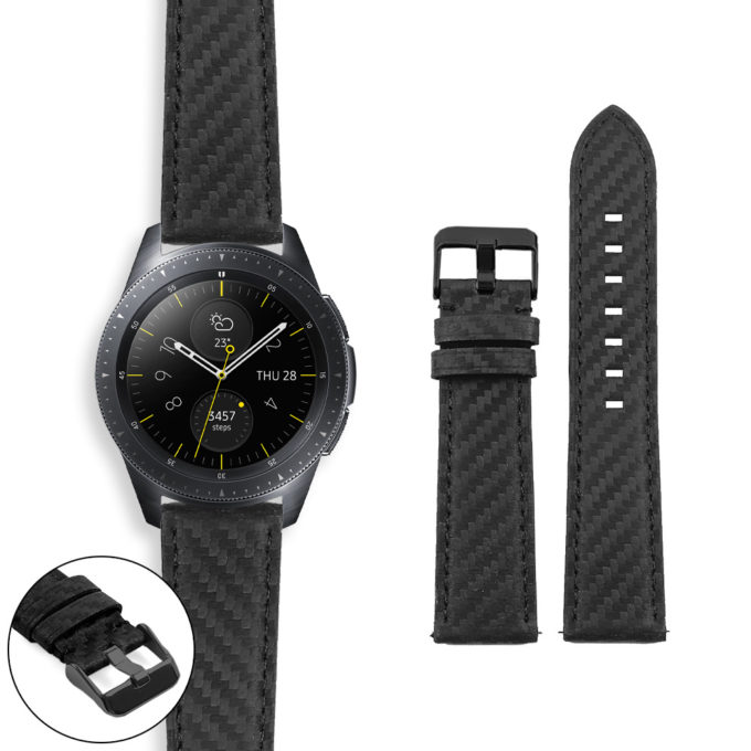 S.sw.l5.mb DASSARI Carbon Fiber Watch Band Strap For Samsung Galaxy Watch 42mm Midnight Black