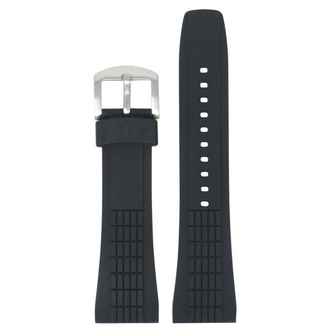 StrapsCo Black W Silver Buckle Up Silicone Rubber Watch Band Strap For Seiko Velatura