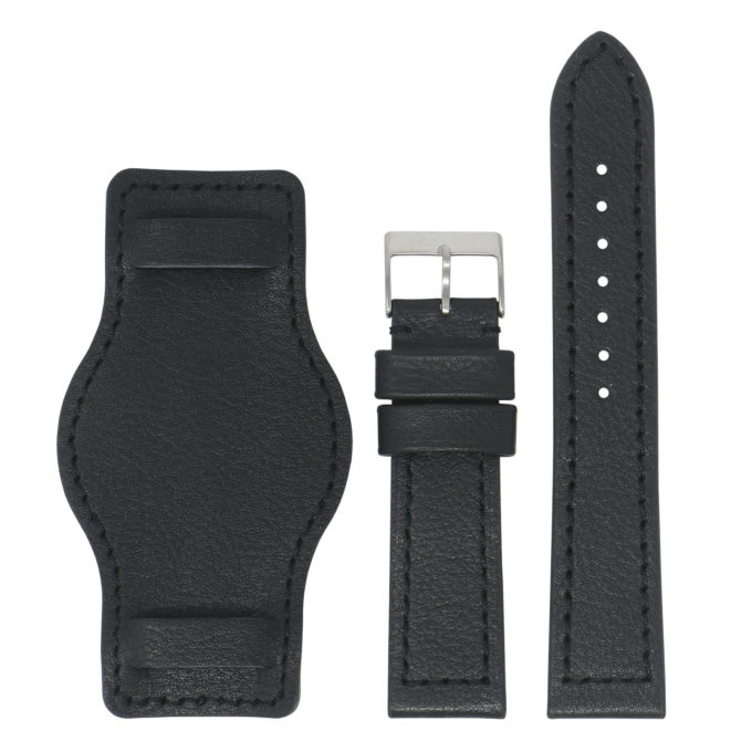 Db4.1 StrapsCo Black Up Military Leather Bund Watch Band Cuff Strap 18mm 20mm 22mm 24mm