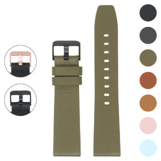 Lmx.fb.l24.11.mb Gallery Military Green (Black Buckle) StrapsCo 23mm Textured Leather Watch Band Strap Fits Luminox