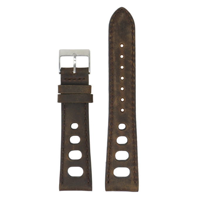 DASSARI Distressed Leather Rally Watch Strap Band Ra7.2 Brown Up