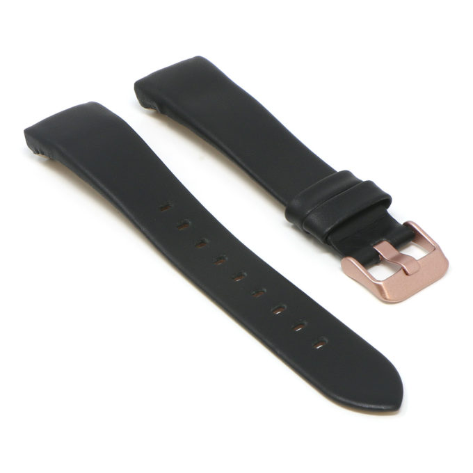 Fb.l15.1.rg Angle Black (Rose Gold Buckle) StrapsCo Smooth Leather Watch Band Strap For Fitbit Charge 3
