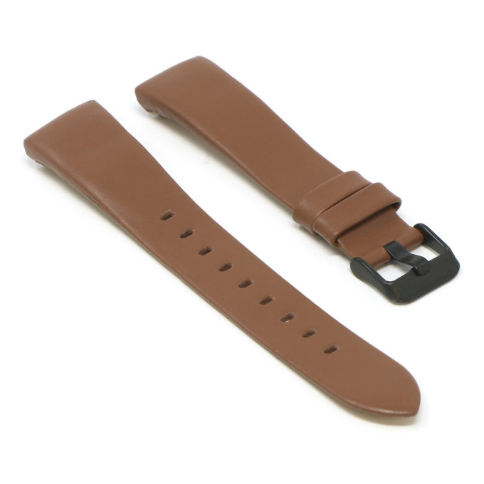 Fb.l15.3.mb Angle Tan (Black Buckle) StrapsCo Smooth Leather Watch Band Strap For Fitbit Charge 3