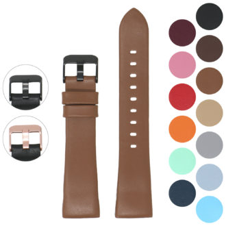 Fb.l15.3.mb Gallery Tan (Black Buckle) StrapsCo Smooth Leather Watch Band Strap For Fitbit Charge 3