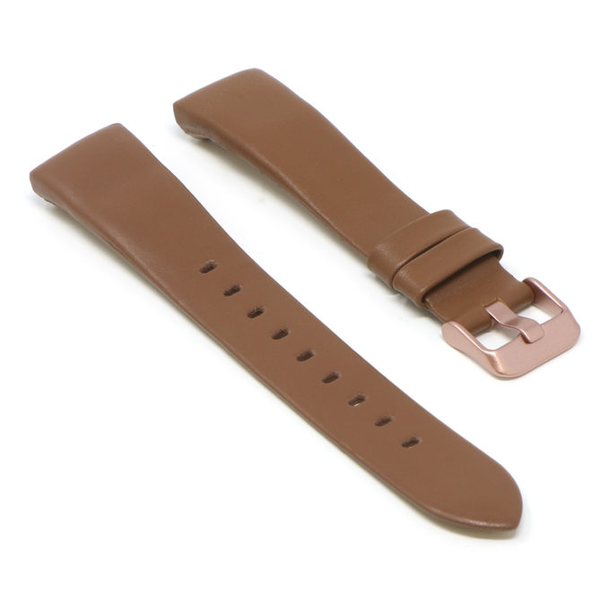Fb.l15.3.rg Angle Tan (Rose Gold Buckle) StrapsCo Smooth Leather Watch Band Strap For Fitbit Charge 3