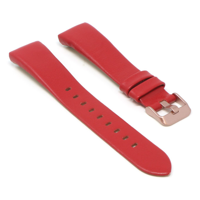 Fb.l15.6.rg Angle Red (Rose Gold Buckle) StrapsCo Smooth Leather Watch Band Strap For Fitbit Charge 3