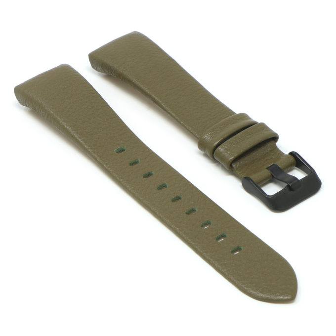 Fb.l17.11.mb Angle Military Green (Black Buckle) StrapsCo Textured Leather Watch Band Strap For Fitbit Charge 3
