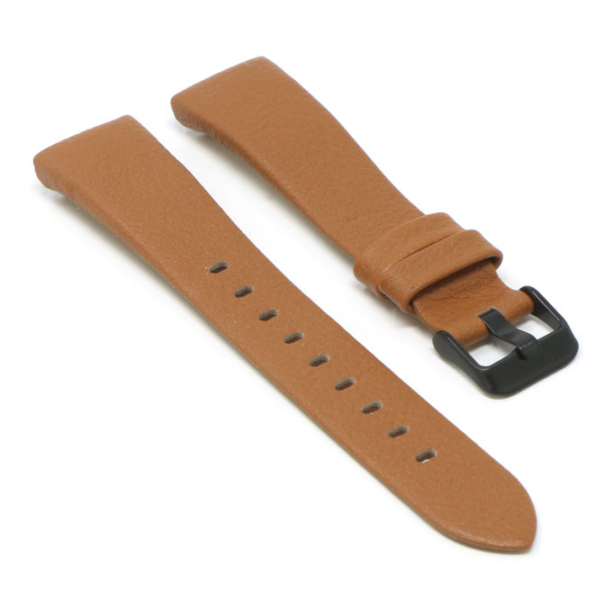 Fb.l17.3.mb Angle Tan (Black Buckle) StrapsCo Textured Leather Watch Band Strap For Fitbit Charge 3
