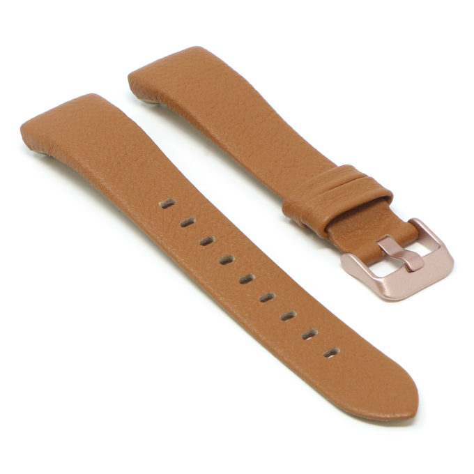 Fb.l17.3.rg Angle Tan (Rose Gold Buckle) StrapsCo Textured Leather Watch Band Strap For Fitbit Charge 3