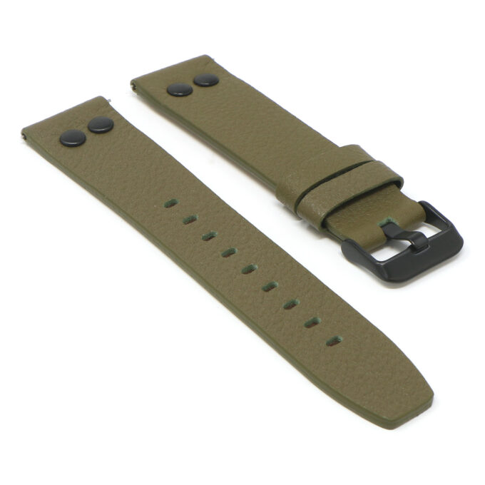 Fb.l25.11.mb Angle Military Green StrapsCo Textured Leather Watch Band Strap With Rivets For Black Fitbit Versa 2 Lite