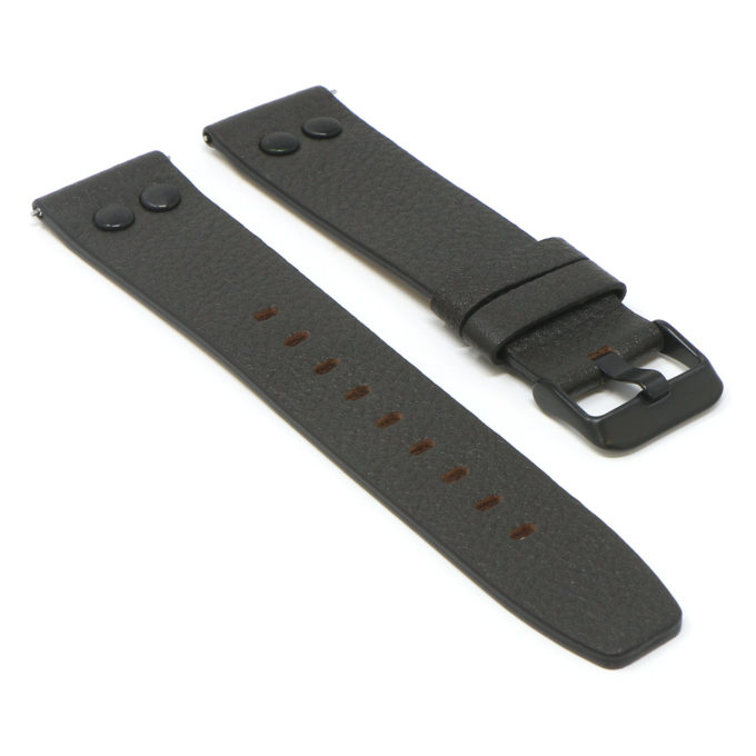 Fb.l25.2.mb Angle Dark Brown StrapsCo 23mm Textured Leather Watch Band Strap With Rivets