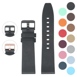 Lmx.fb.l22.1.mb Gallery Black (Black Buckle) StrapsCo 23mm Smooth Leather Watch Band Strap W Black Buckle Fits Luminox