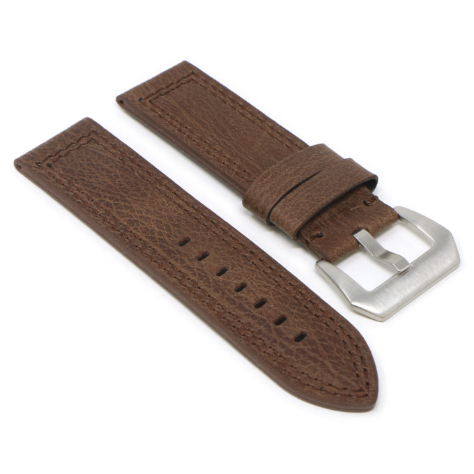 P539.2 Brown Angle StrapsCo Vintage Textured Heavy Duty Leather Watch Band Strap 22mm 24mm 26mm
