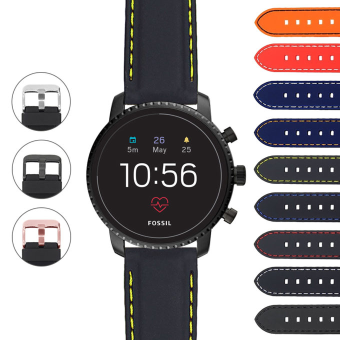 Fos2.pu1 Gallery Rubber Strap With Stitching For Fossil Gen 4 Smartwatch