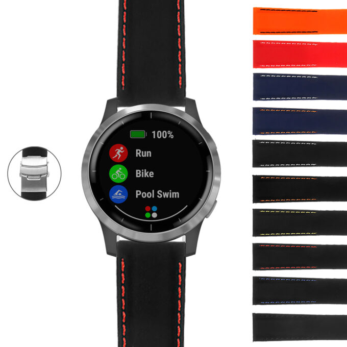 G.pu12 Gallery Rubber Strap With Deployant Clasp For Garmin Vivoactive 4