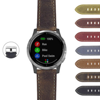 G.sw.l1 Gallery DASSARI Vintage Italian Leather Strap For Garmin Vivoactive 4