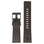 L.dz1.2.mb Main Brown (Black Buckle) StrapsCo Textured Leather Watch Band Strap With Rivet For Diesel