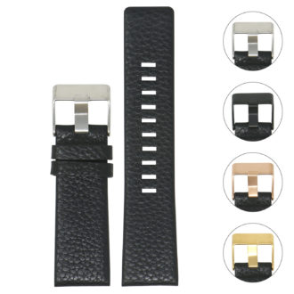 L.dz2.1 Gallery Black (Silver Buckle) StrapsCo Textured Leather Watch Band Strap For Diesel