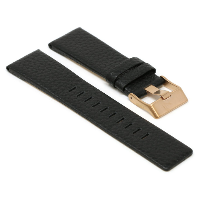 L.dz2.1.rg Angle Black (Rose Gold Buckle) StrapsCo Textured Leather Watch Band Strap For Diesel