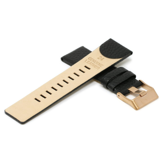 L.dz2.1.rg Cross Black (Rose Gold Buckle) StrapsCo Textured Leather Watch Band Strap For Diesel