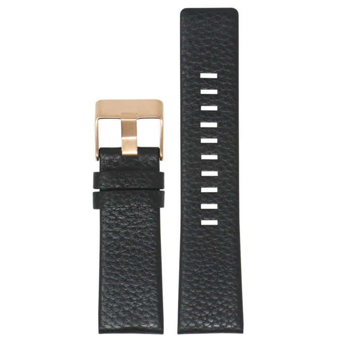 L.dz2.1.rg Main Black (Rose Gold Buckle) StrapsCo Textured Leather Watch Band Strap For Diesel