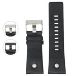 L.dz3.1 Gallery Black (Silver Buckle) StrapsCo Embossed Leather Watch Band Strap With Rivet For Diesel
