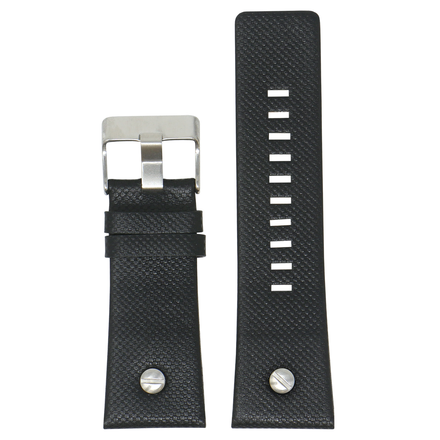 L.dz3.1 Main Black (Silver Buckle) StrapsCo Embossed Leather Watch Band Strap With Rivet For Diesel