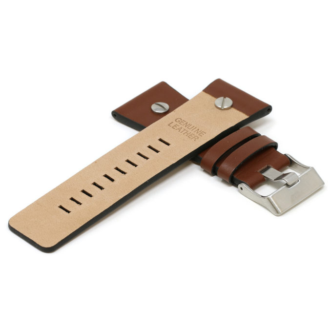 L.dz3a.2 Cross Brown (Silver Buckle) StrapsCo Leather Rivet Strap For Diesel