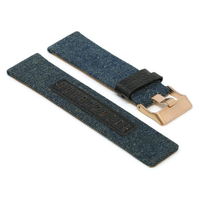 L.dz4.5.rg Angle Blue (Rose Gold Buckle) All Colors StrapsCo Denim & Leather Watch Band Strap For Diesel