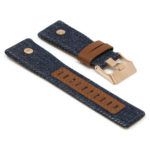 L.dz5.5.rg Angle Blue (Rose Gold Buckle) StrapsCo Denim & Leather Watch Band Strap With Rivet For Diesel