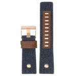 L.dz5.5.rg Main Blue (Rose Gold Buckle) StrapsCo Denim & Leather Watch Band Strap With Rivet For Diesel