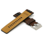 L.dz6.2 Cross Brown (Silver Buckle) StrapsCo Pebbled Leather & Nylon Watch Band Strap For Diesel