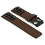 L.dz6.2.mb Angle Brown (Black Buckle) StrapsCo Pebbled Leather & Nylon Watch Band Strap For Diesel