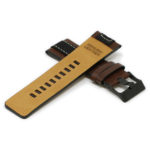 L.dz6.2.mb Cross Brown (Black Buckle) StrapsCo Pebbled Leather & Nylon Watch Band Strap For Diesel