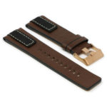 L.dz6.2.rg Angle Brown (Rose Gold Buckle) StrapsCo Pebbled Leather & Nylon Watch Band Strap For Diesel