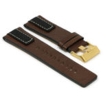 L.dz6.2.yg Angle Brown (Yellow Gold Buckle) StrapsCo Pebbled Leather & Nylon Watch Band Strap For Diesel