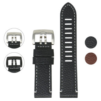 Lmx4.1.23 Gallery Black StrapsCo 23mm Textured Leather Watch Band Strap Fits Luminox
