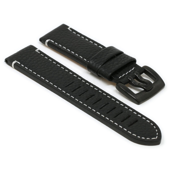 Lmx4.1.23.mb Angle Black StrapsCo 23mm Textured Leather Watch Band Strap With Black Buckle Fits Luminox