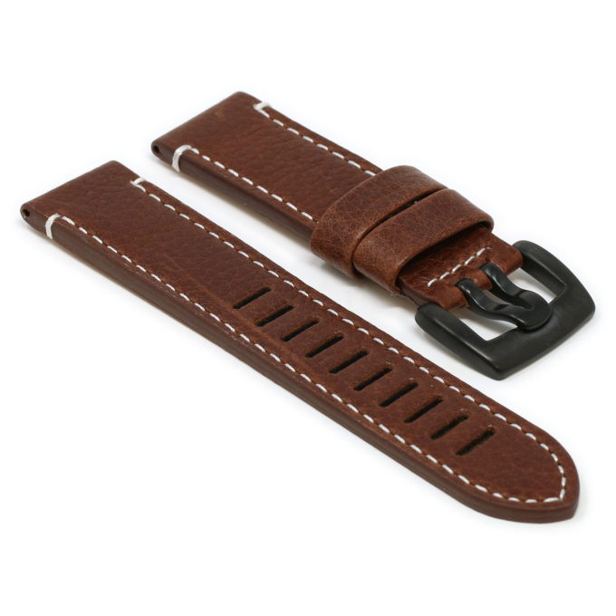 Lmx4.2.23.mb Angle Brown StrapsCo 23mm Textured Leather Watch Band Strap With Black Buckle Fits Luminox