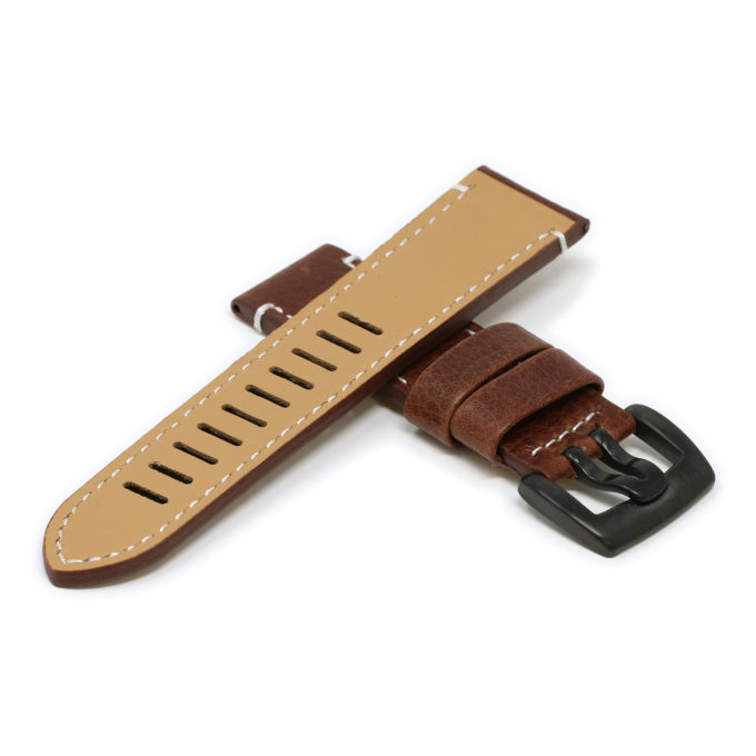Lmx4.2.23.mb Cross Brown StrapsCo 23mm Textured Leather Watch Band Strap With Black Buckle Fits Luminox