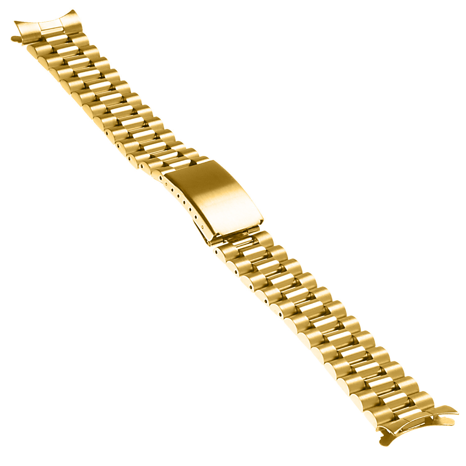 M11.yg Angle (Closed) Yellow Gold StrapsCo President Stainless Steel Bracelet