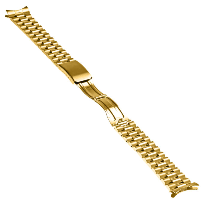 M11.yg Angle (Open) Yellow Gold StrapsCo President Stainless Steel Bracelet