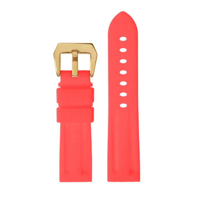 R.pn1.6a.yg Silicone Rubber Strap In Light Red W Yellow Gold Buckle 2